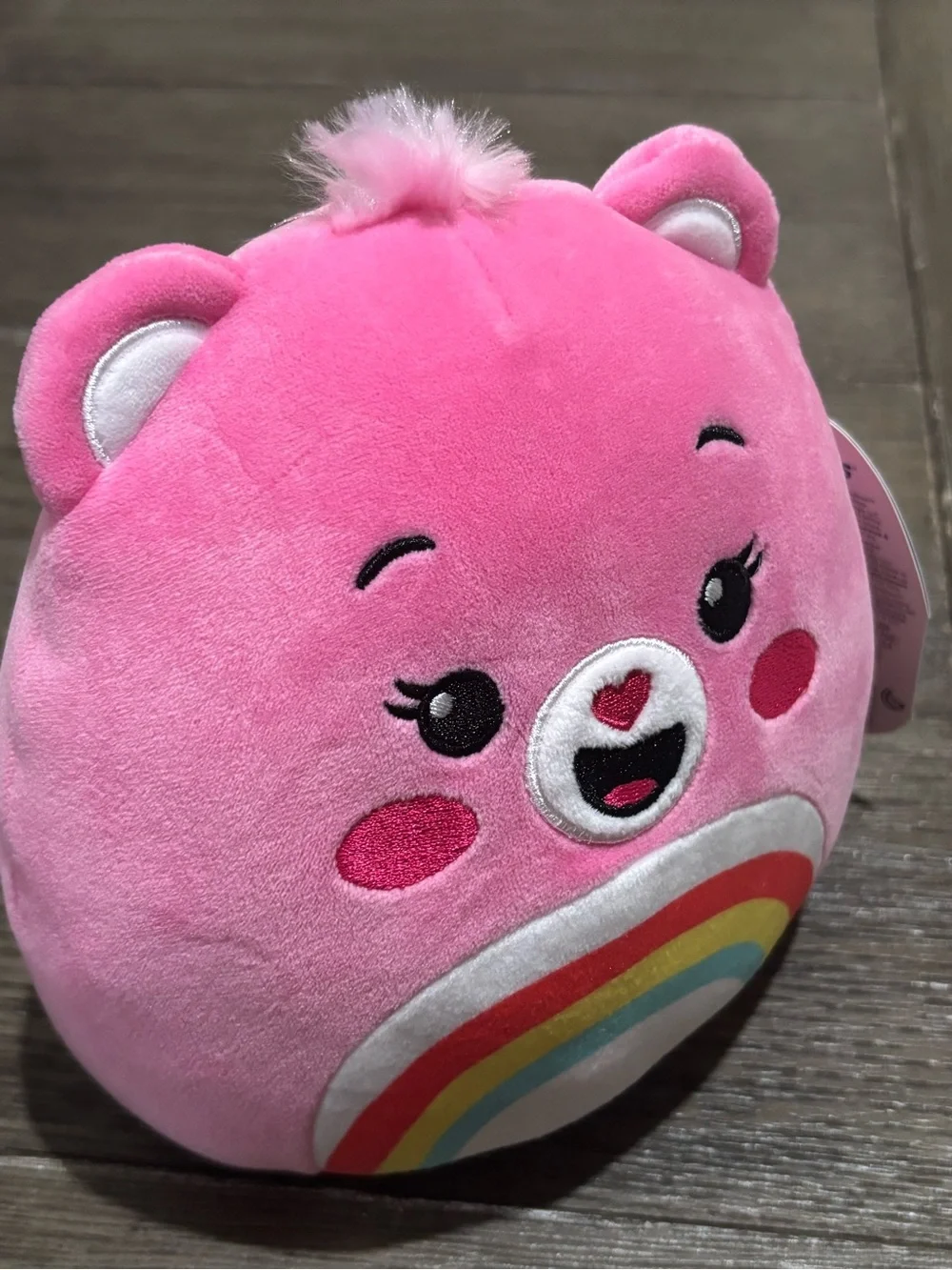 Care Bears Squishmallows • Pink Cheer Bear Rainbow 8 inch Plush